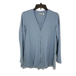 {LOGO Lori Goldstein Lounge} Light Blue Laced Zippered Loungewear Sweats…